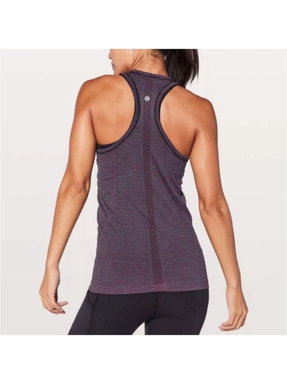 Lululemon Women's Racerback Tank Top Size 4 Purple Striped Training Yoga Gym